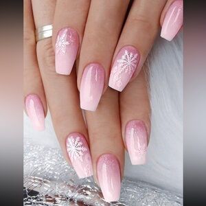 24PC Christmas Medium Length Coffin Press-On Nails